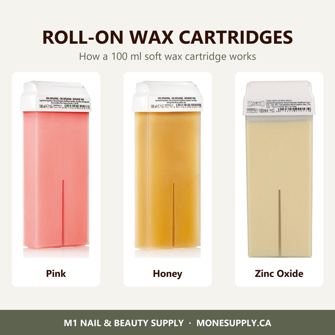 Xanitalia roll-on wax cartridges 100 ml in Pink, Honey and Zinc Oxide