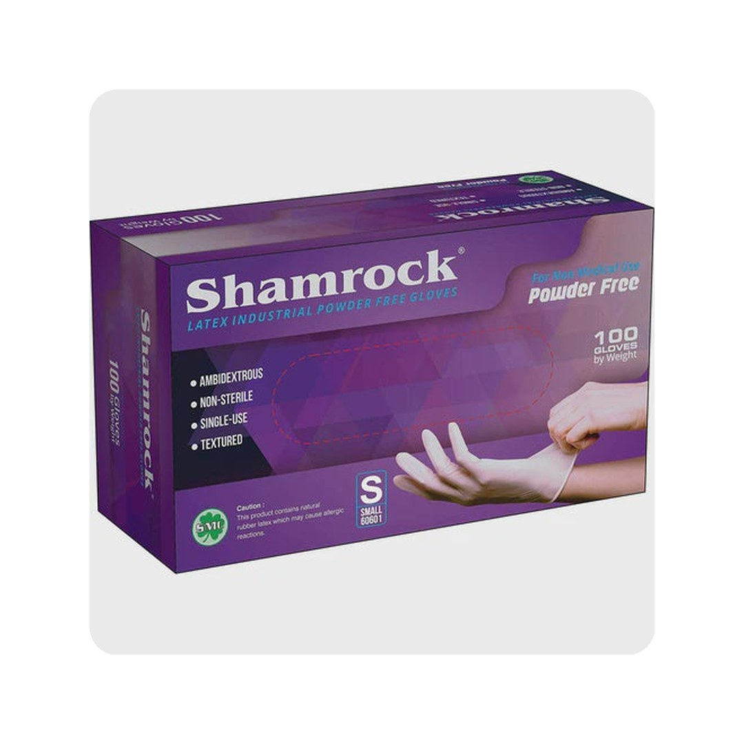 Disposables & Sanitation category: Shamrock Latex Gloves Powder free