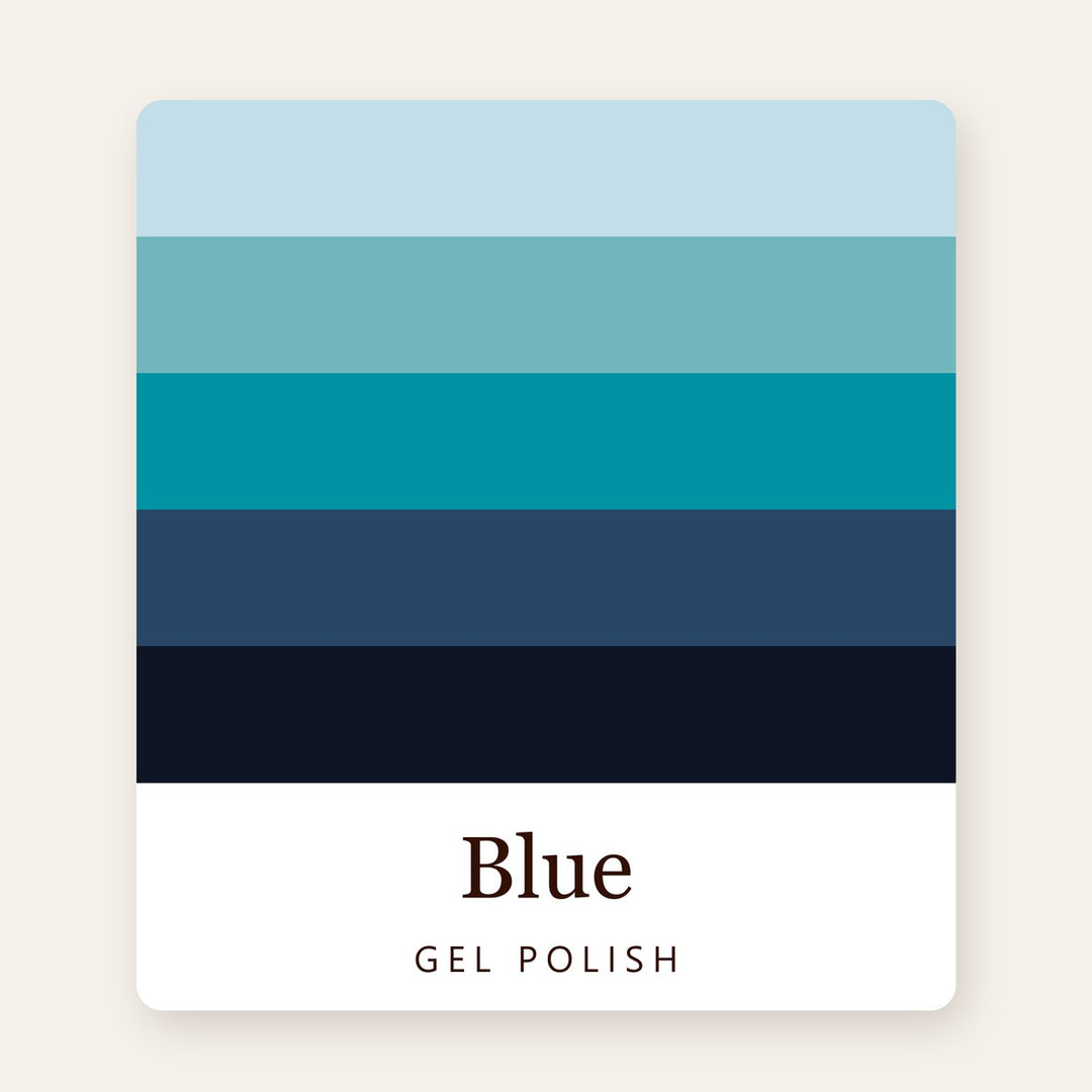 Blue Gel Polish: shade range at M1 Nail & Beauty Supply