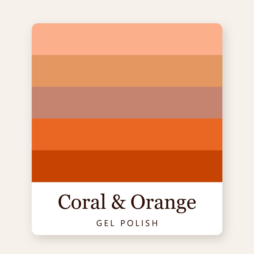 Coral & Orange Gel Polish: shade range at M1 Nail & Beauty Supply