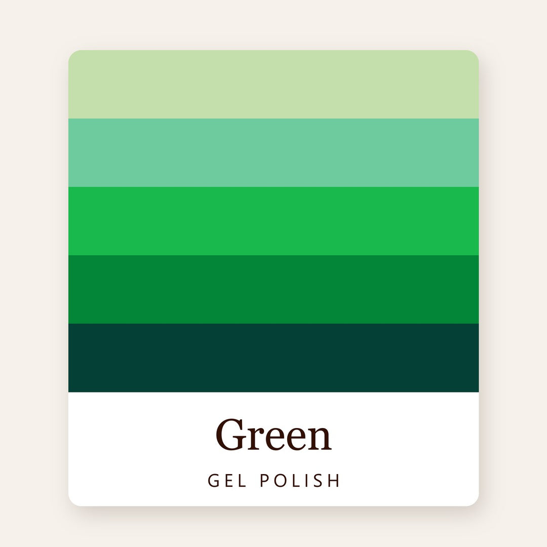 Green Gel Polish: shade range at M1 Nail & Beauty Supply