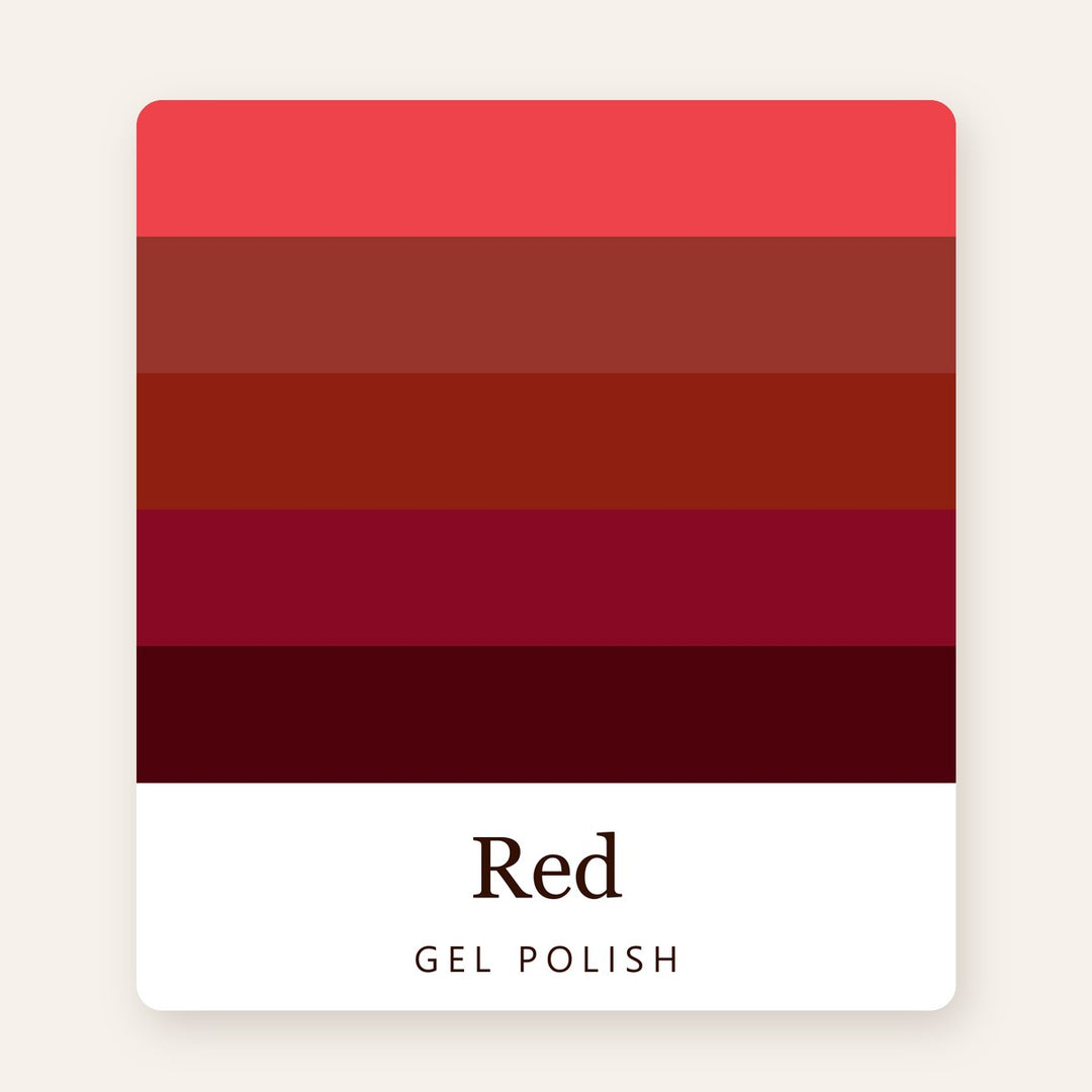 Red Gel Polish: shade range at M1 Nail & Beauty Supply