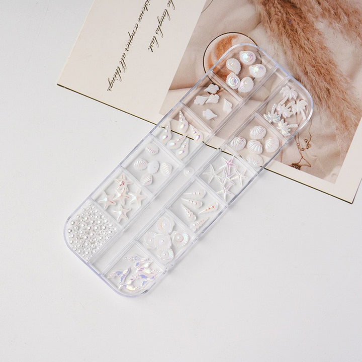 12 Grids Box Nail Accessories - Aurora Shell