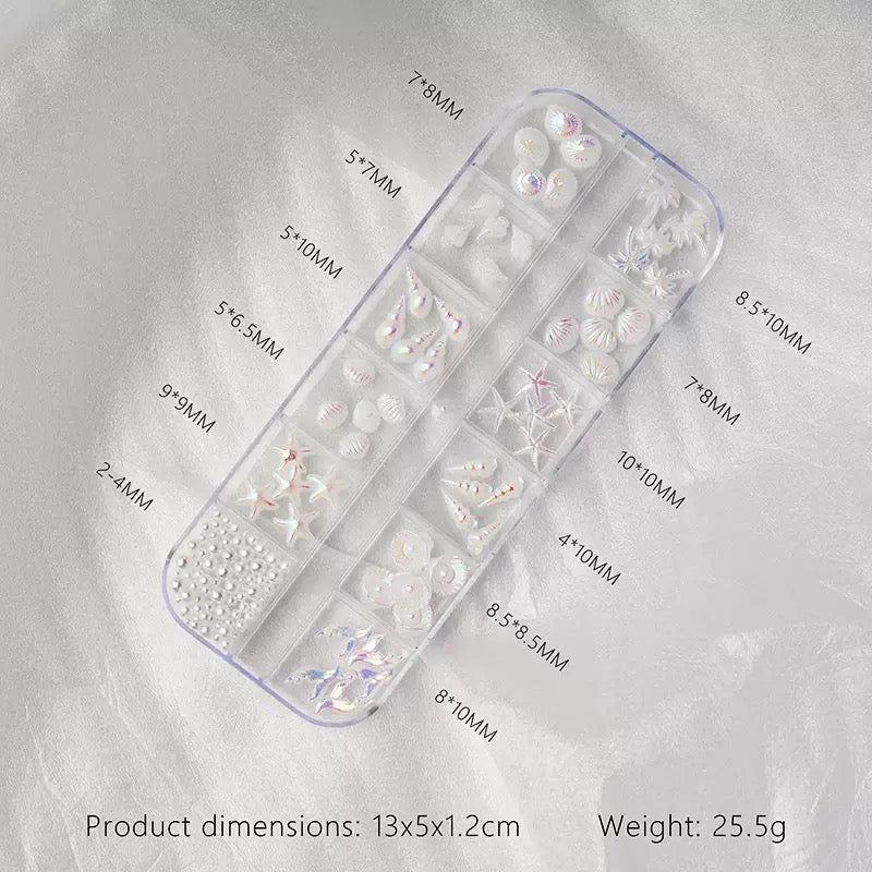12 Grids Box Nail Accessories - Aurora Shell