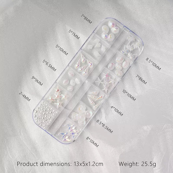 12 Grids Box Nail Accessories - Aurora Shell