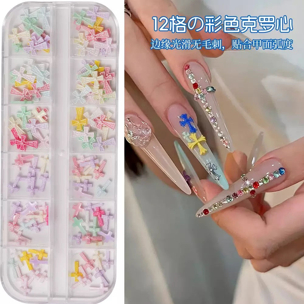 12 Grids Macaron  Cross Nail Charm (120pcs)