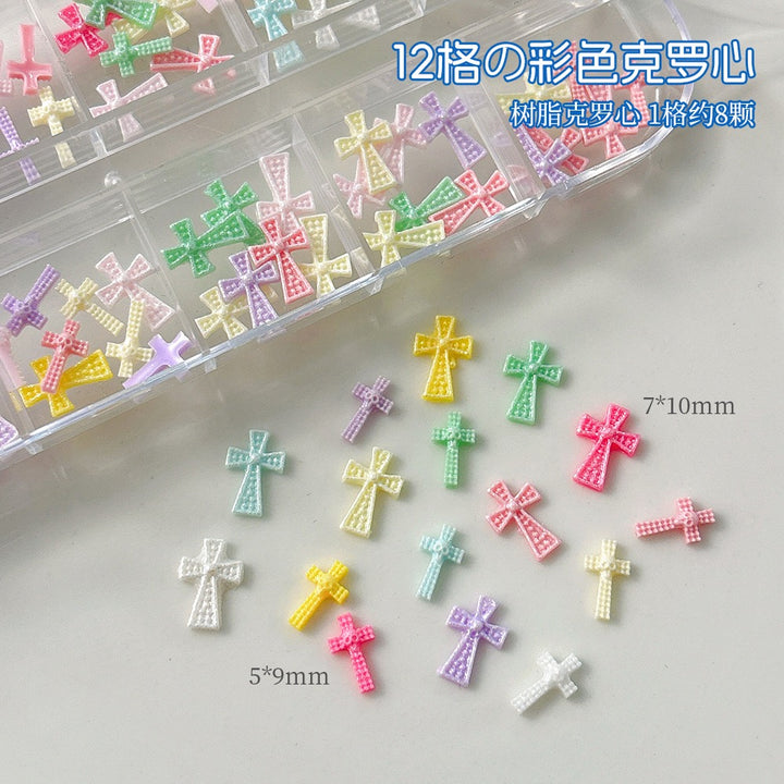 12 Grids Macaron  Cross Nail Charm (120pcs)