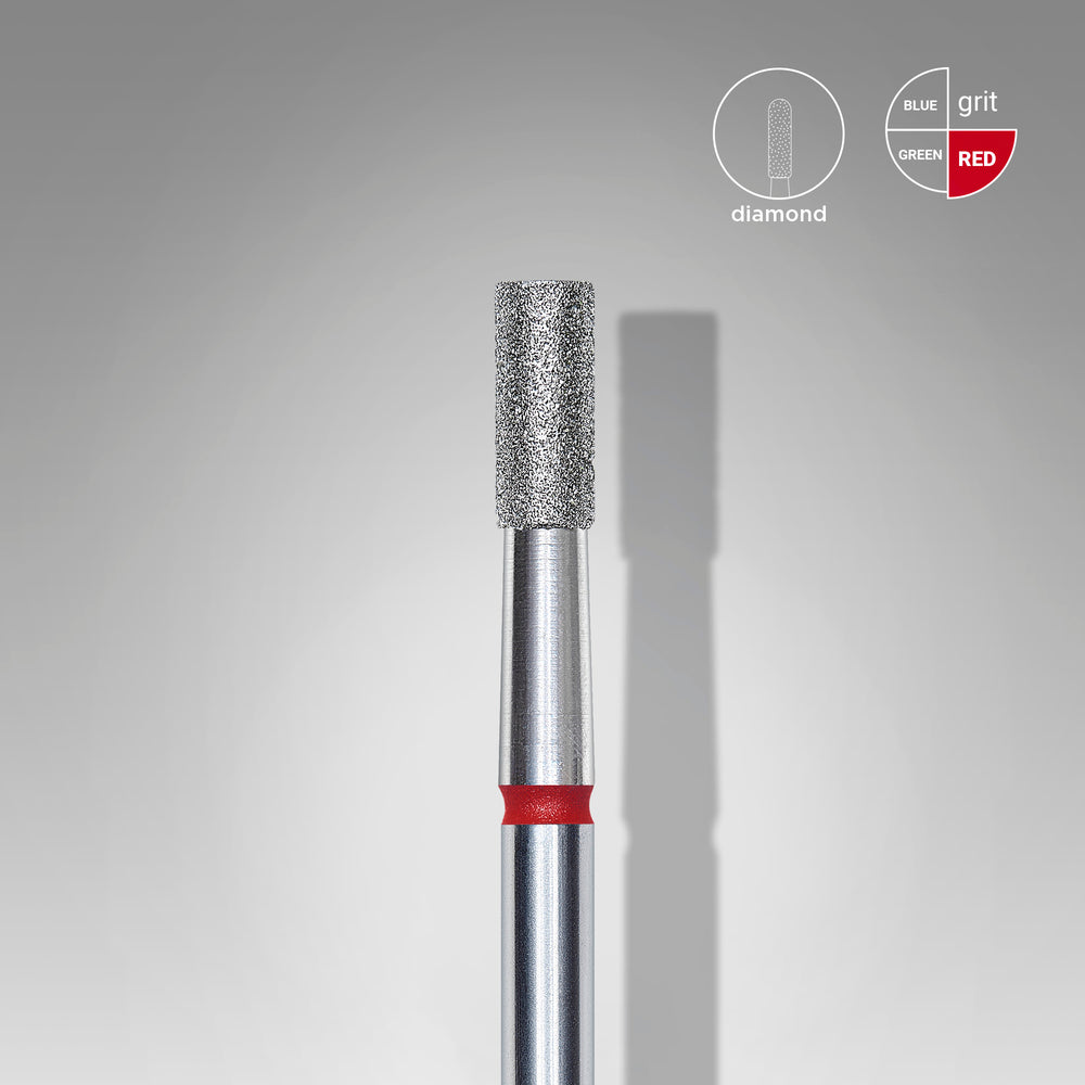Staleks diamond nail drill bit, cylinder 2.5/6mm, red fine grit (view 2)