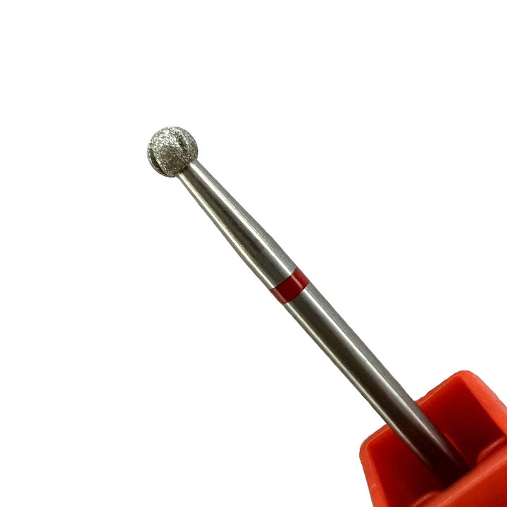 ONME F 208 ball with cooling groove diamond nail drill bit, close-up of the head