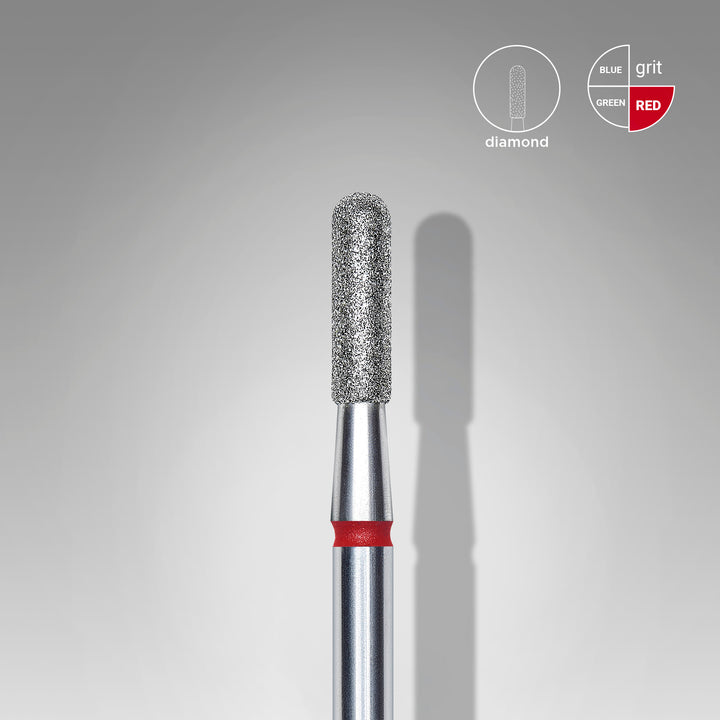 Staleks Diamond Nail Drill Bit Cylinder Rounded - Red 2.3/8 mm