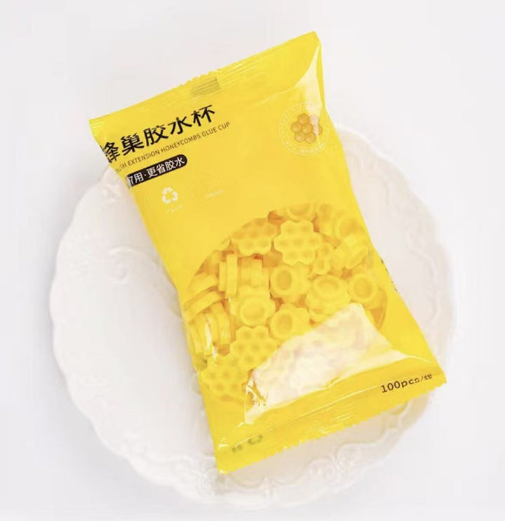 Nắp keo nối mi - Vàng 100 cái/túi