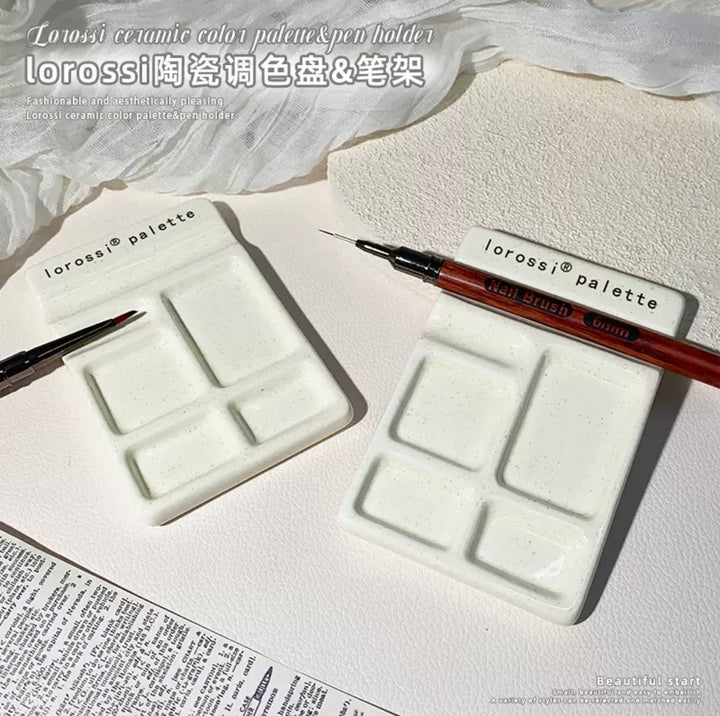Lorossi Ceramic Color Palette &amp; Pen Holder