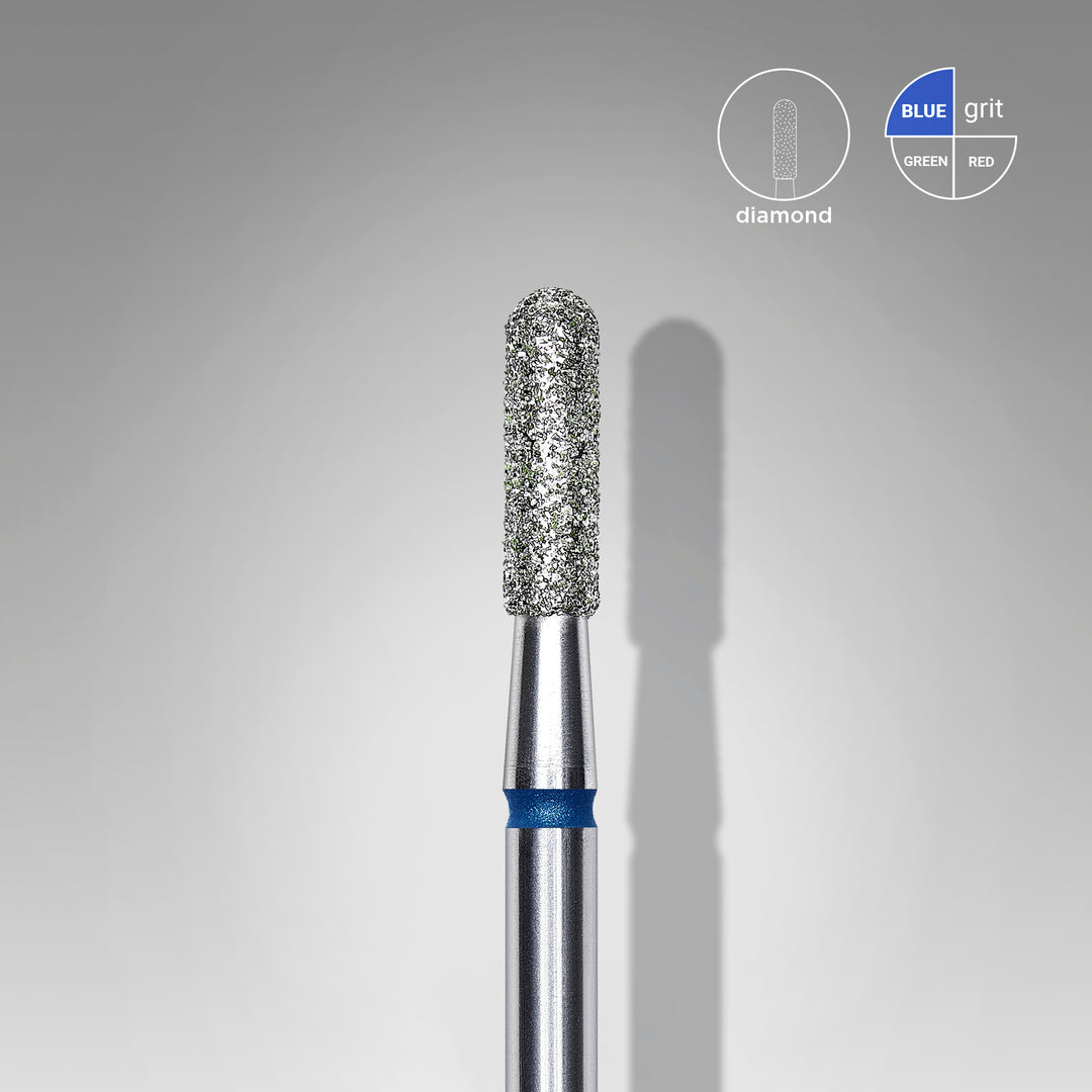 Staleks Diamond Nail Drill Bit Cylinder Rounded - Blue 2.3/8 mm