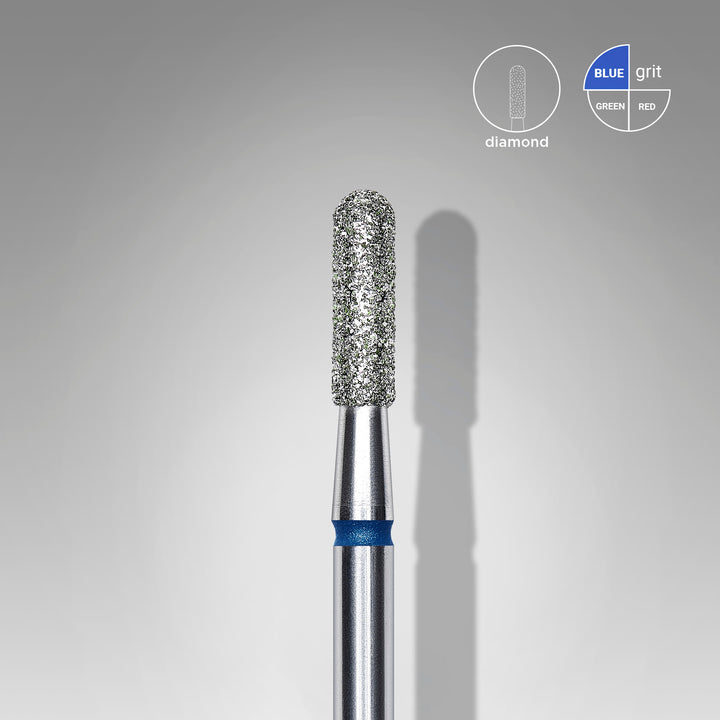 Staleks Diamond Nail Drill Bit Cylinder Rounded - Blue 2.3/8 mm