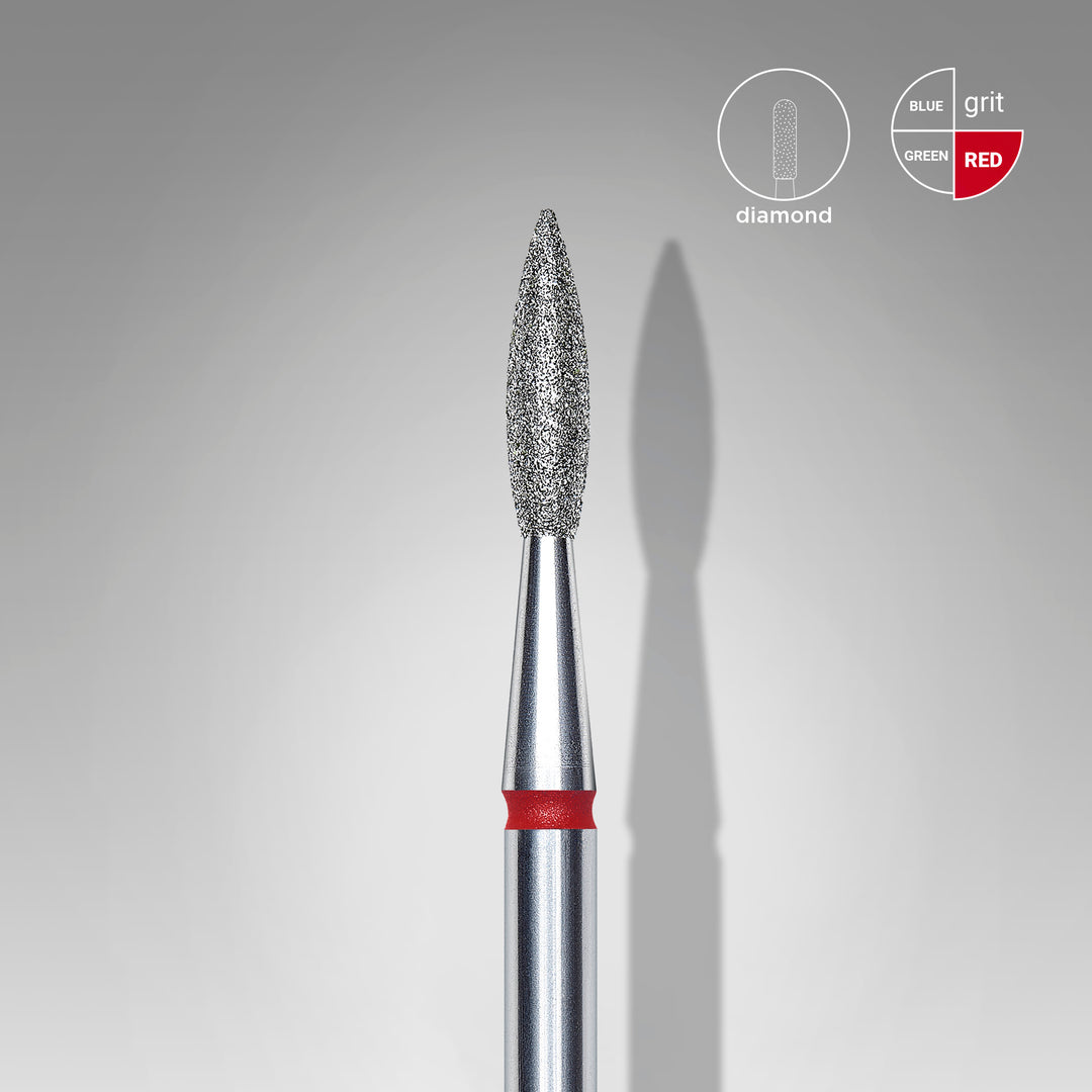 Staleks Diamond Nail Drill Bit Pointed Flame - Red 2.1/8 mm