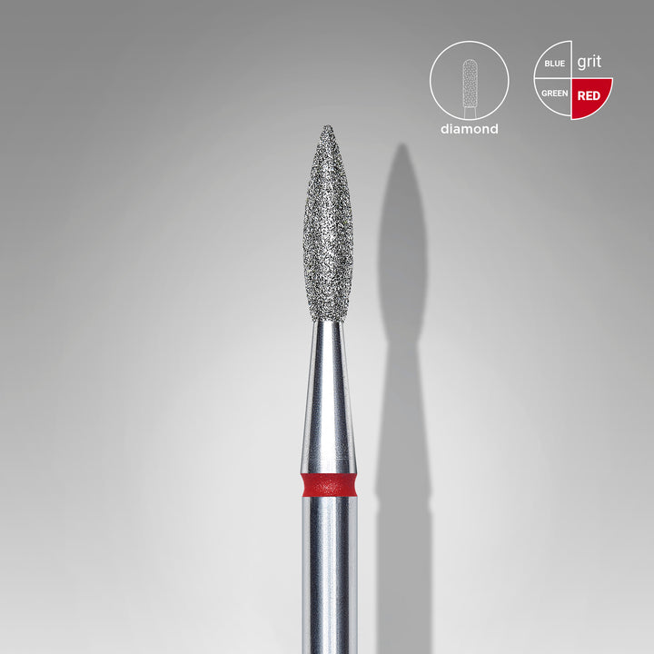 Staleks Diamond Nail Drill Bit Pointed Flame - Red 2.1/8 mm