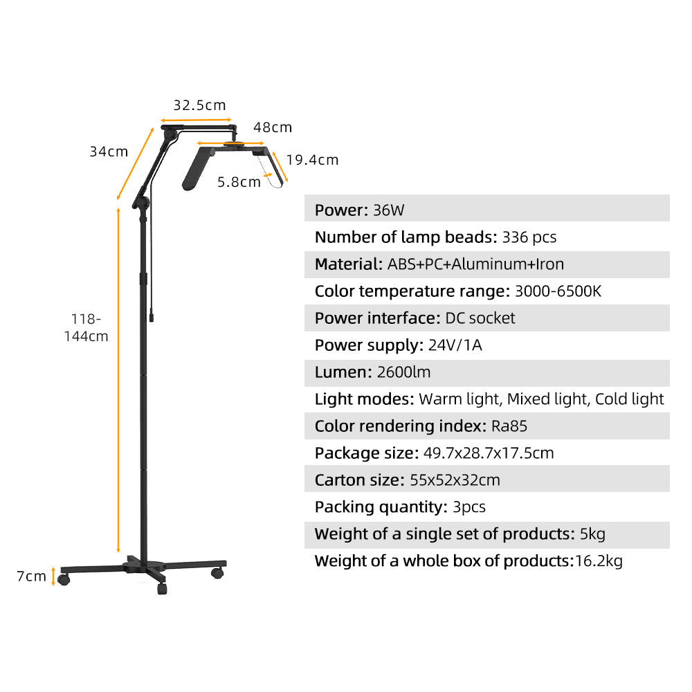 F-800F Floor Beauty Double Foldable  LED Lamp