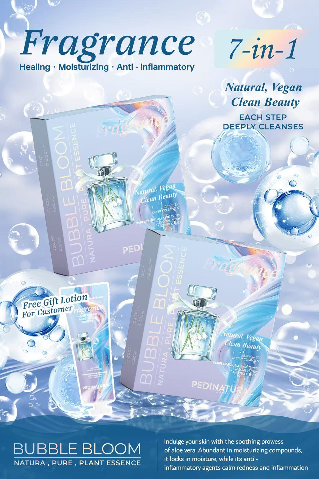 Pedinatural Bubble Bloom Spa Pedicure Kit 7in1 (36boxes/Case)