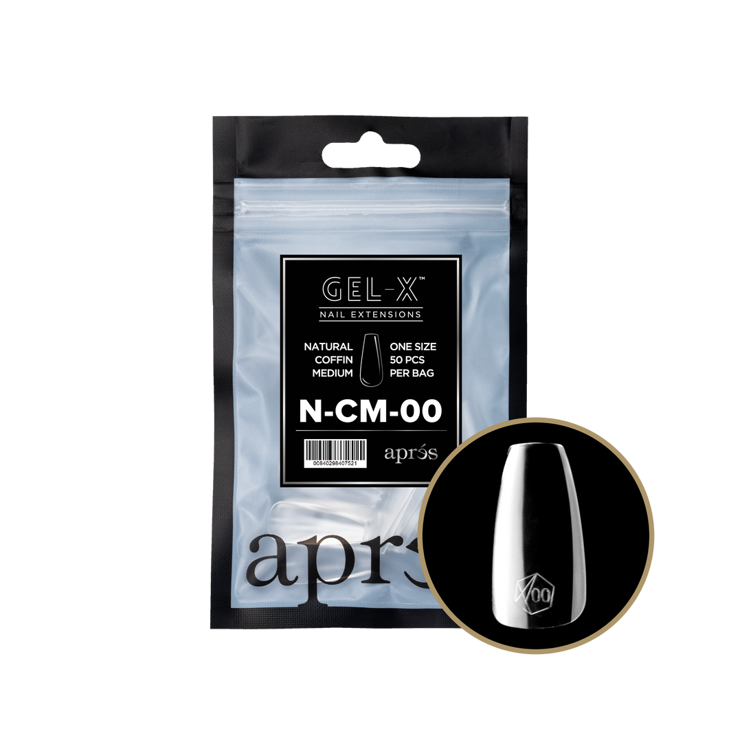Aprés GEL-X® Natural Coffin Medium Refill Bag (50pcs) - Size 00
