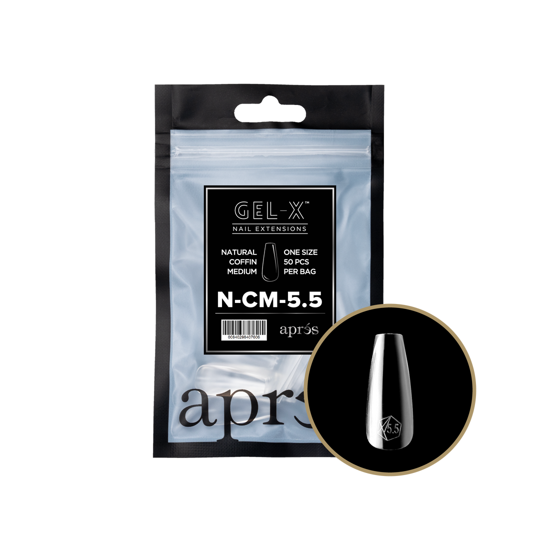 Aprés GEL-X® Natural Coffin Medium Refill Bag (50pcs) - Size 5.5