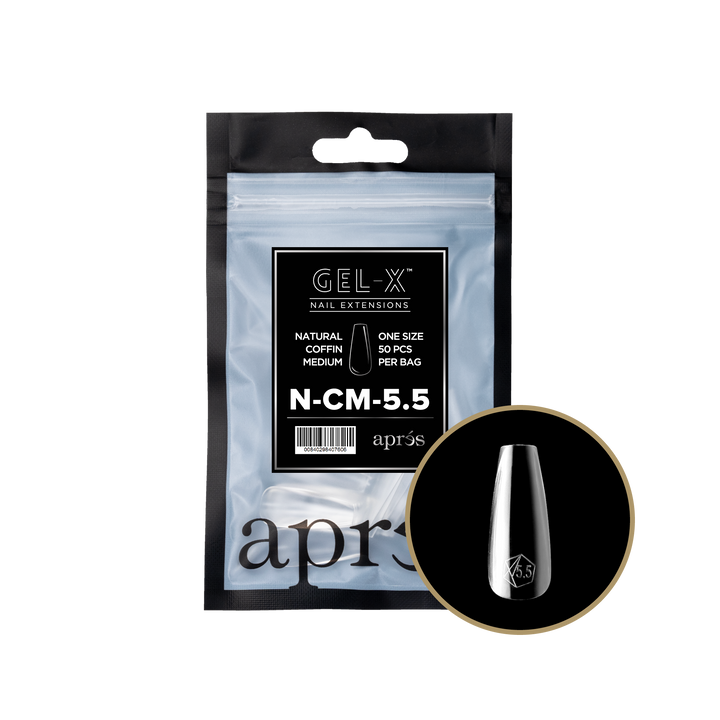 Aprés GEL-X® Natural Coffin Medium Refill Bag (50pcs) - Size 5.5
