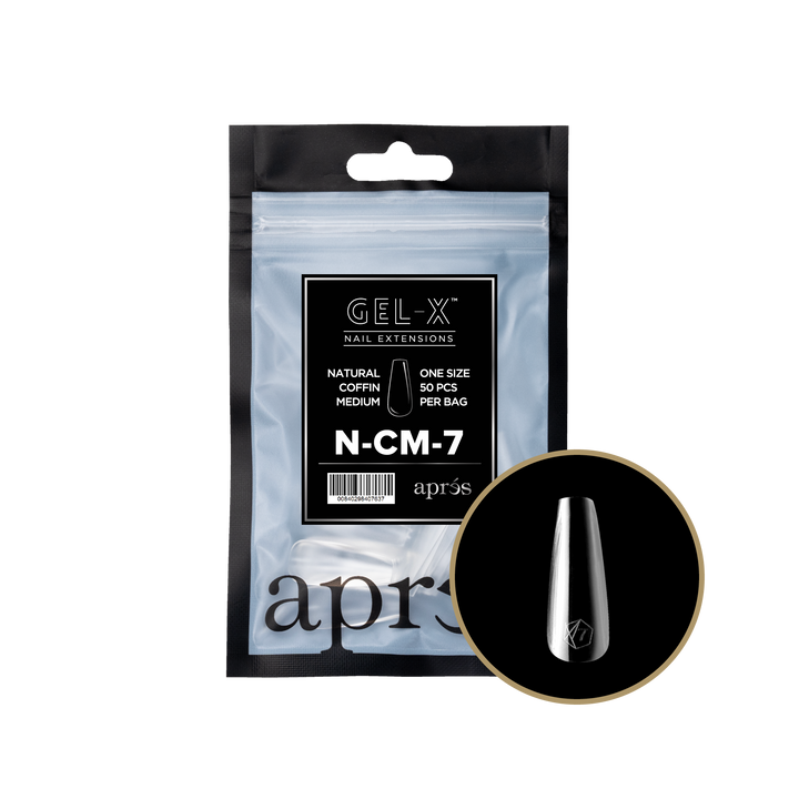 Aprés GEL-X® Natural Coffin Medium Refill Bag (50pcs) - Size 7