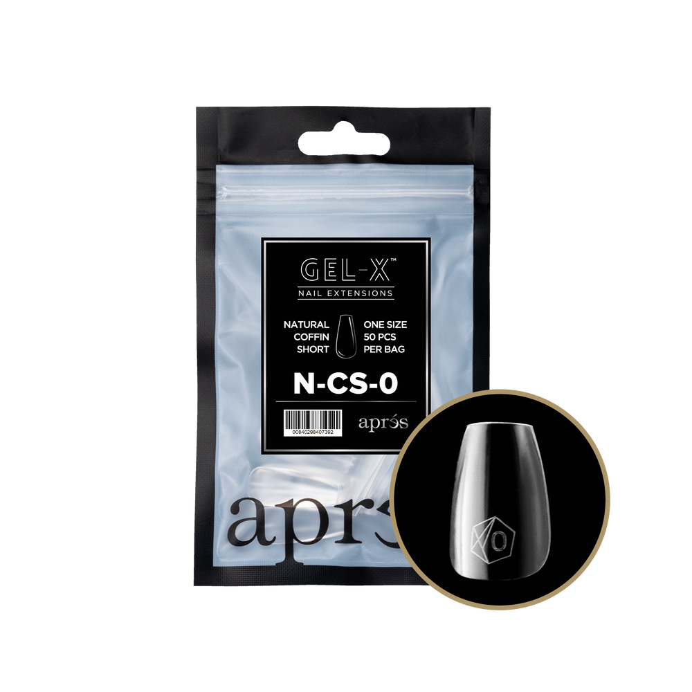 Aprés GEL-X® Natural Coffin Short Refill Bag (50pcs) - Size 0