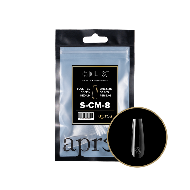 Aprés GEL-X® Sculpted Coffin Medium Refill Bag (50pcs) - Size 8