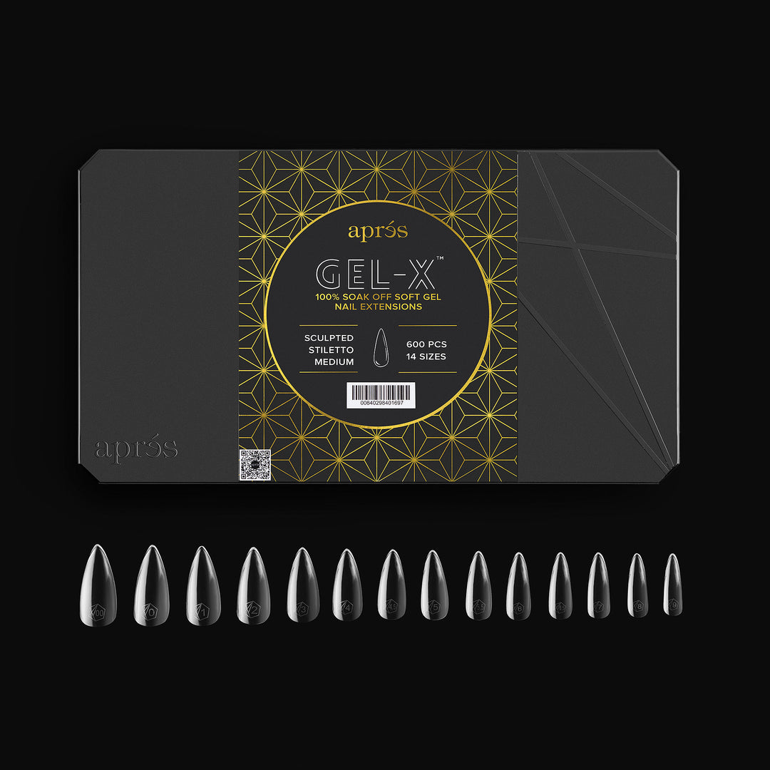 Aprés Gel-X® Sculpted Stiletto Medium Box of Tips - Pro (600pcs) - tips