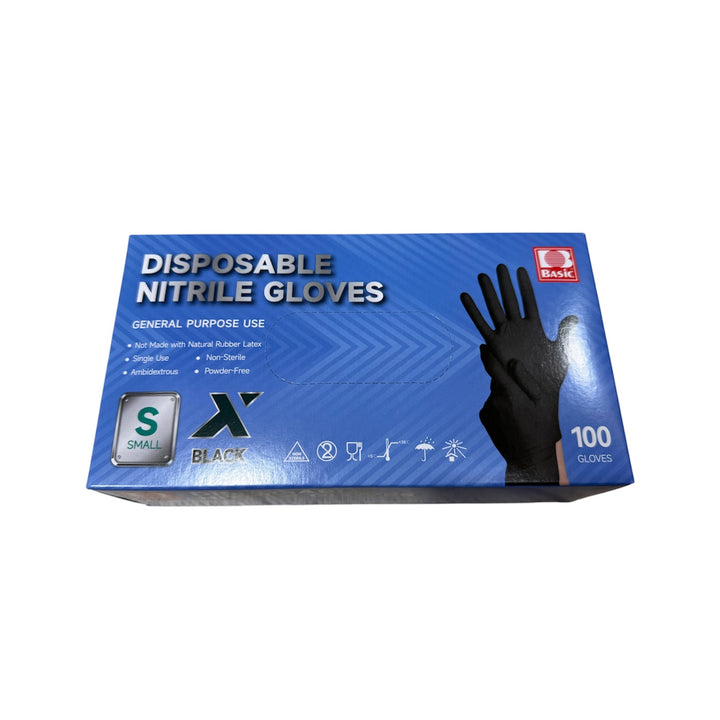 Basic 5.5g Nitrile Black Gloves - Small