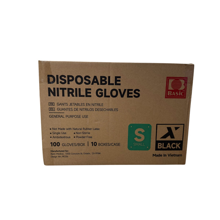 Basic 5.5g Nitrile Black Gloves - Small (10boxes/case)