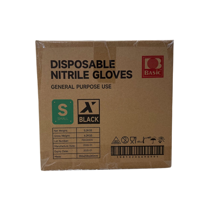 Basic 5.5g Nitrile Black Gloves - Small (10boxes/case)