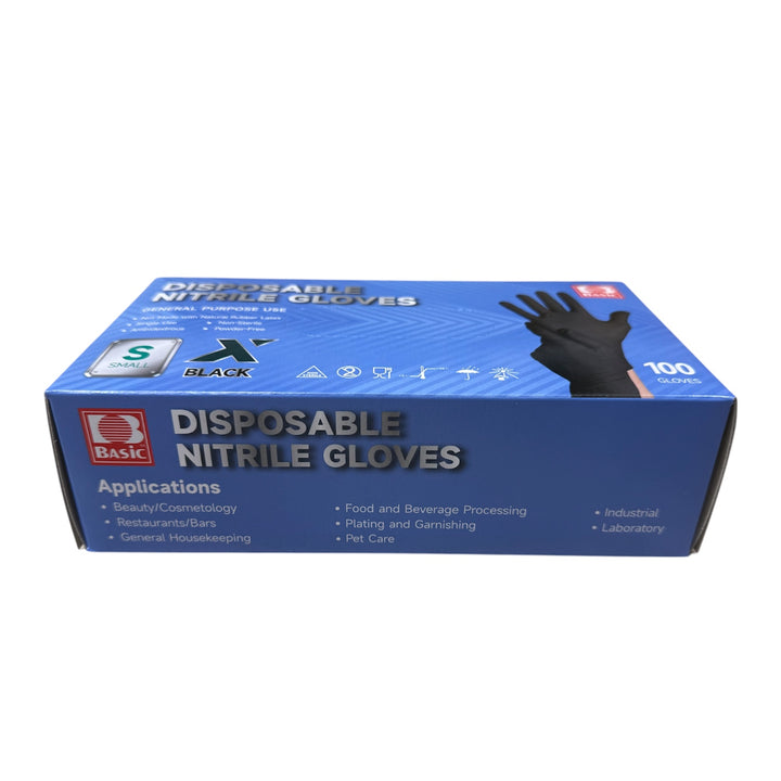 Basic 5.5g Nitrile Black Gloves - Small (10boxes/case)