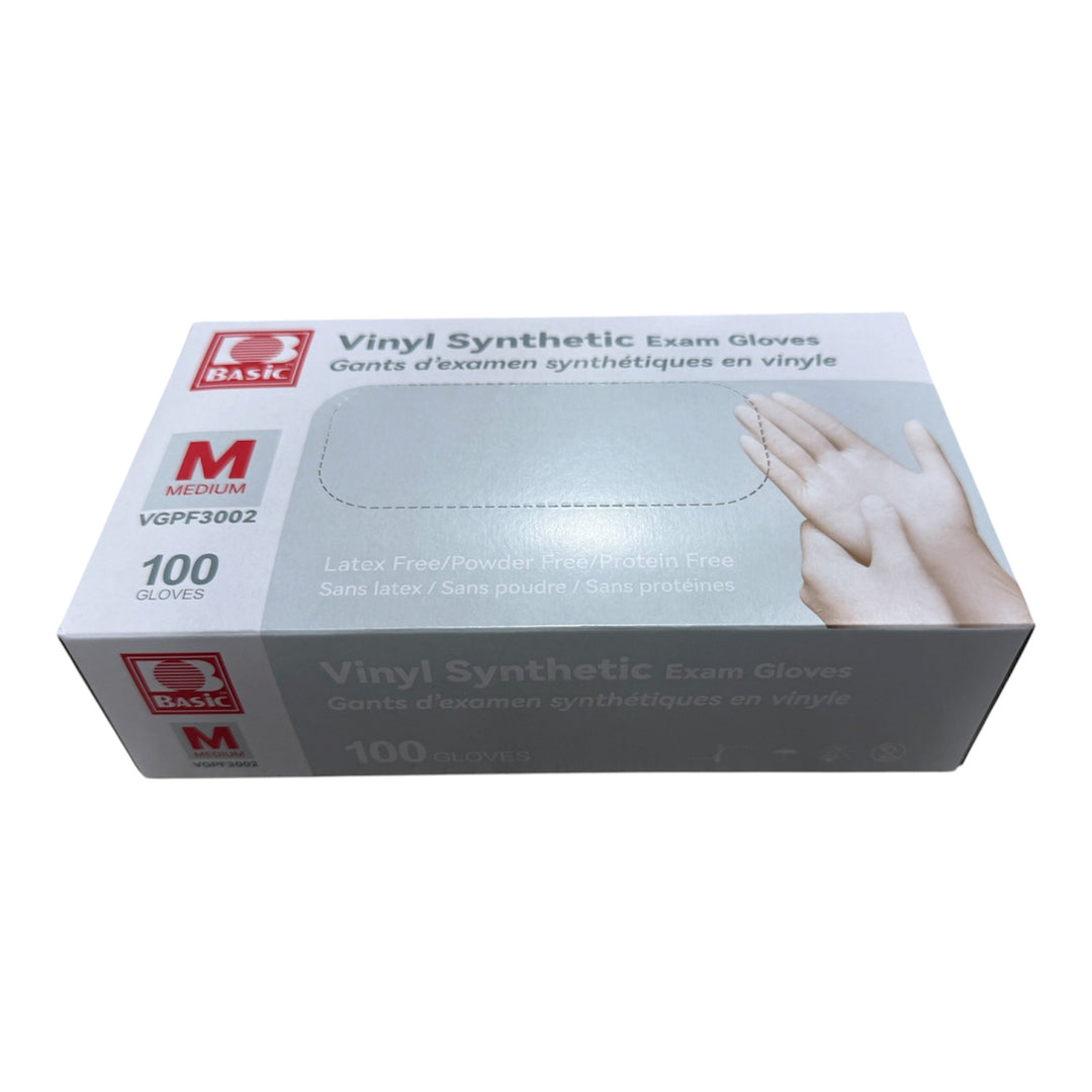 Basic Vinyl Synthetic Exam Gloves - Medium 10boxes/Case