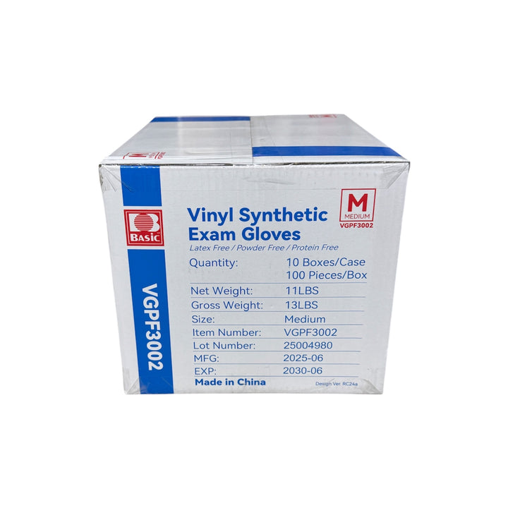 Basic Vinyl Synthetic Exam Gloves - Medium 10boxes/Case