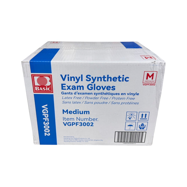 Basic Vinyl Synthetic Exam Gloves - Medium 10boxes/Case