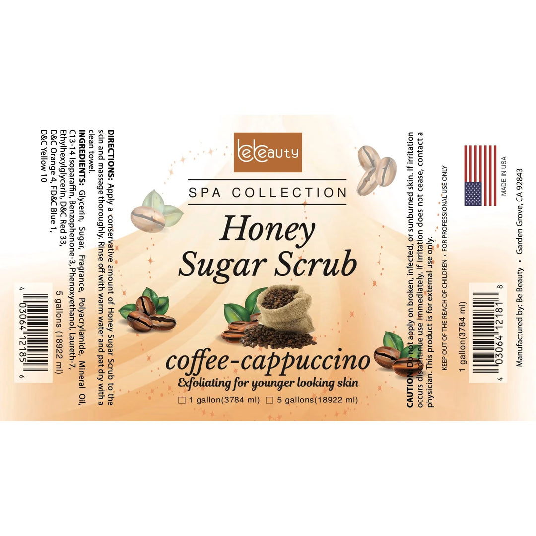 Bebeauty Coffee Cappuccino Honey Sugar Scrub 1Gallon