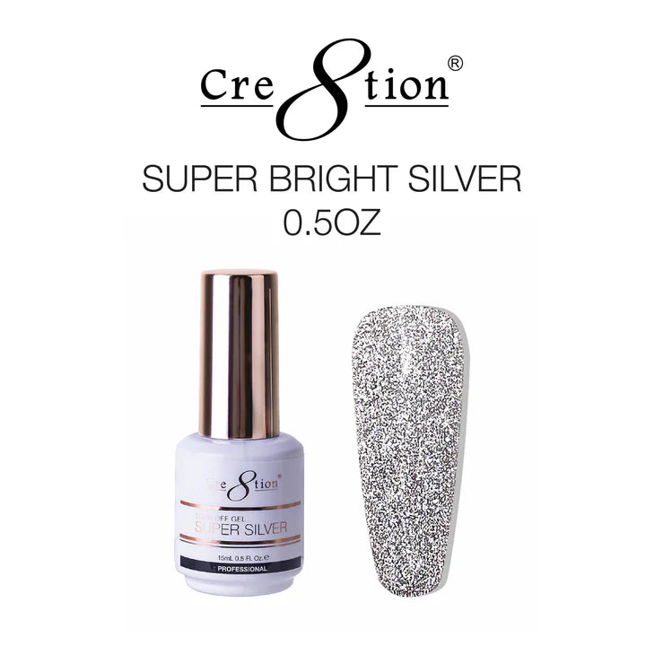 Cre8tion Gel Polish 0.5oz - Super Bright Silver