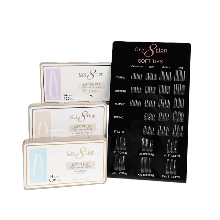 Cre8tion Soft Tips 14 Kích cỡ - Hạnh nhân