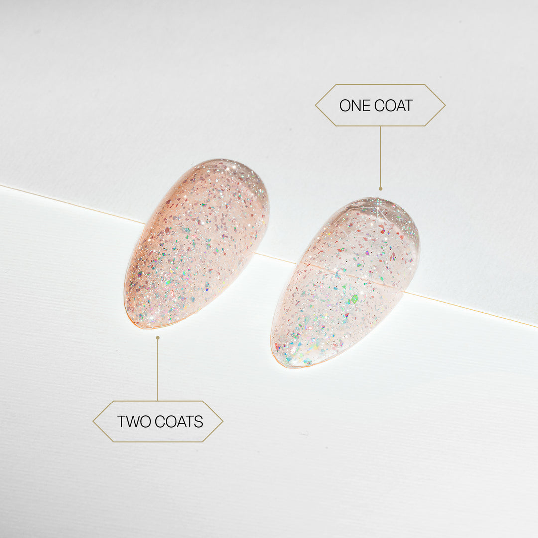 Aprés Flash Glitter Astral Gel Couleur FG02 Pass The Salt - one coat vs two coats