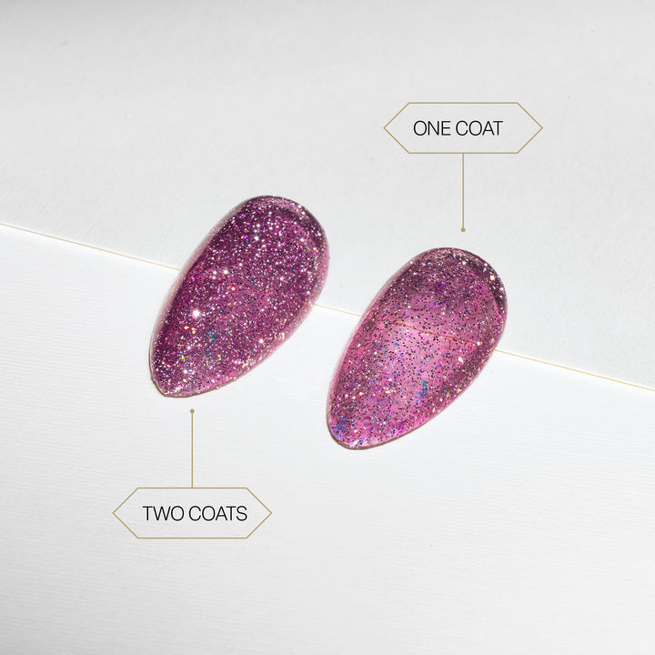 Aprés Flash Glitter Astral Gel Couleur FG08 Sitting Pretty - one coat vs two coats