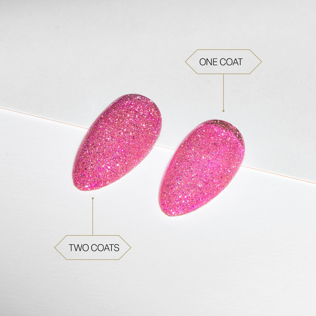 Aprés Flash Glitter Astral Gel Couleur FG10 Kama Or Karma - one coat vs two coats