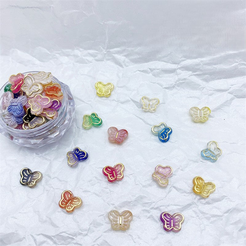 金色蝴蝶边框美甲饰品 (4颗)