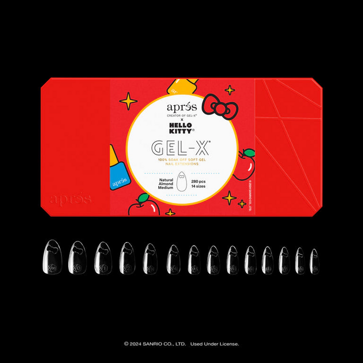 Hello Kitty® x Aprés Gel-X® 自然杏仁中号蝴蝶结镂空甲片盒 (280片, 14种尺寸)