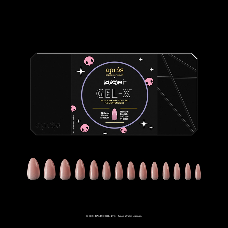 Apres Kuromi™ x Aprés Gel-X® Neutral French Natural Almond Medium Box of Tips (280pcs, 14 Sizes) - Soft Gel Nail Tips (view