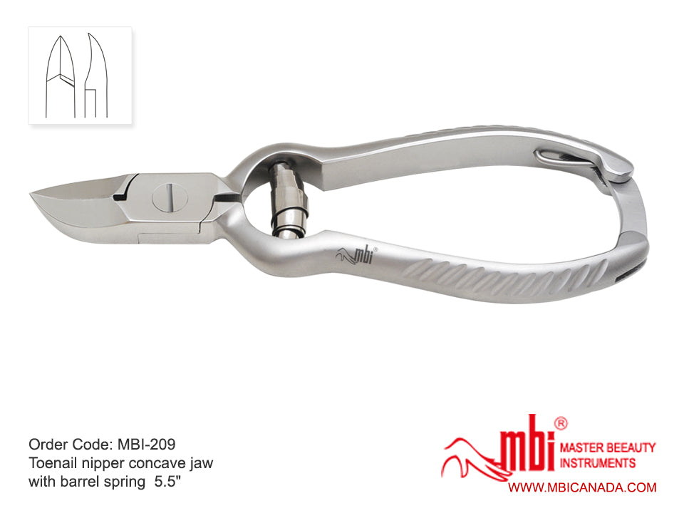 MBI-209 toenail nipper with concave jaw and barrel spring, 5.5 inch