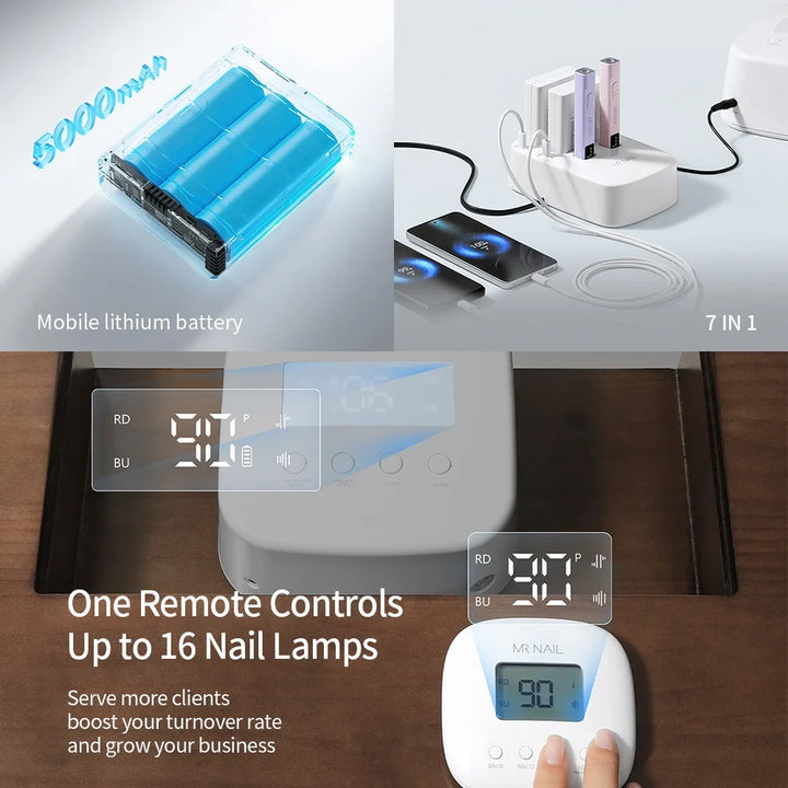 Mr Nail W215 Pro Max Nail Lamp Full Set ( Lamp+Battery+Station+Remote)