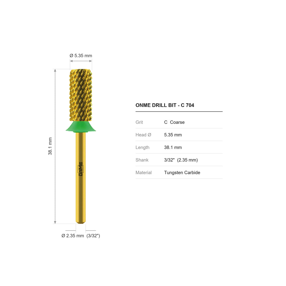 ONME C 704 small barrel carbide nail drill bit: 5.35 mm head, 38.1 mm long, 3/32 inch shank, grit C
