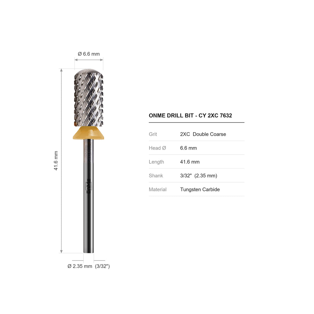 ONME CY 2XC 7632 large barrel carbide nail drill bit: 6.6 mm head, 41.6 mm long, 3/32 inch shank, grit 2XC