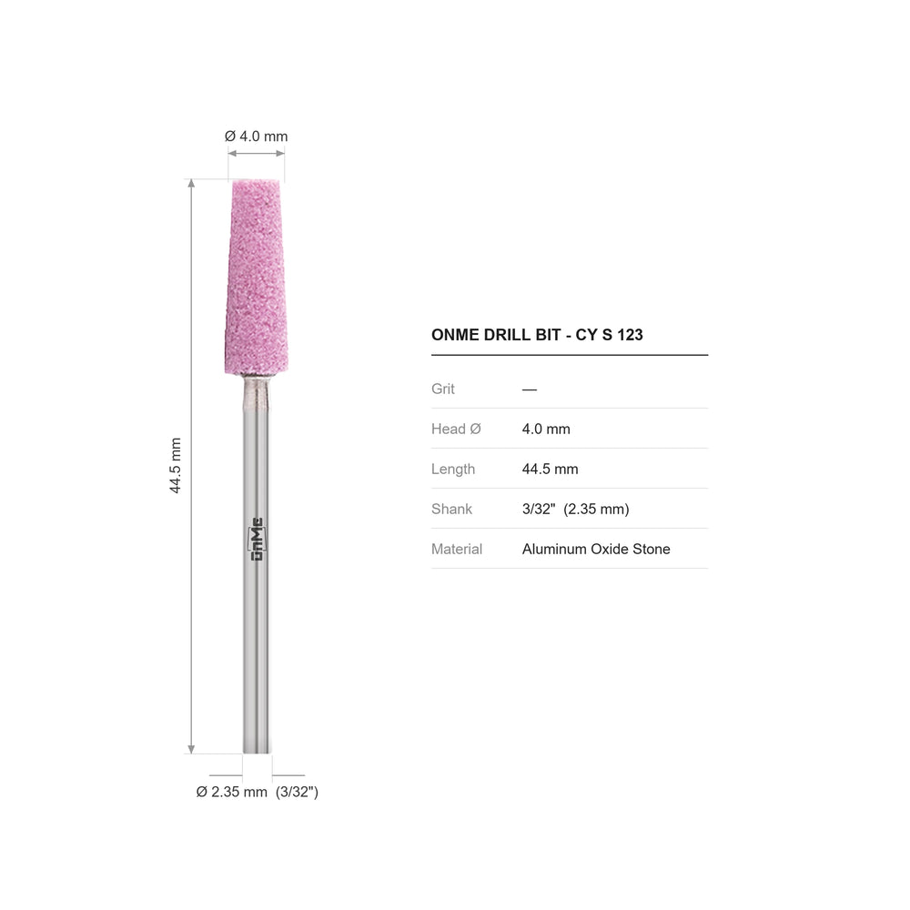 ONME CY S 123 pink stone nail drill bit: 4.0 mm head, 44.5 mm long, 3/32 inch shank